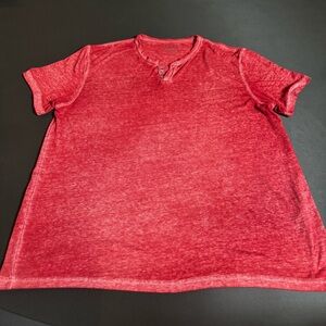 Lucky Brand Venice Burnout Red Henley T-Shirt Size Large